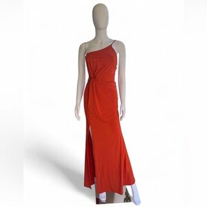 NWT Forever 21 Rust One-Shoulder Maxi Dress Slit | Size M